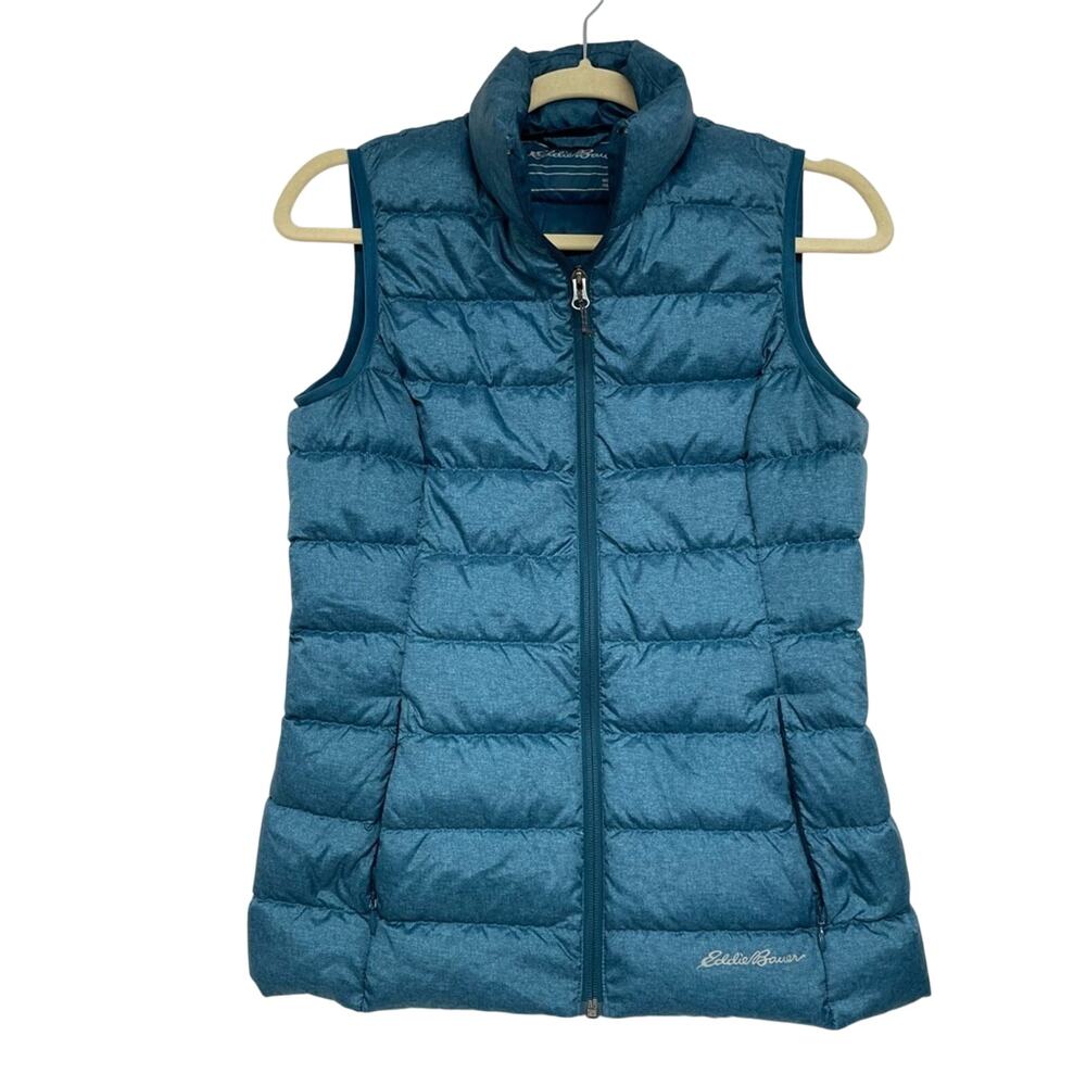 Eddie Bauer Teal Blue Down Filled Puffer Vest Jacket Womens Size XS